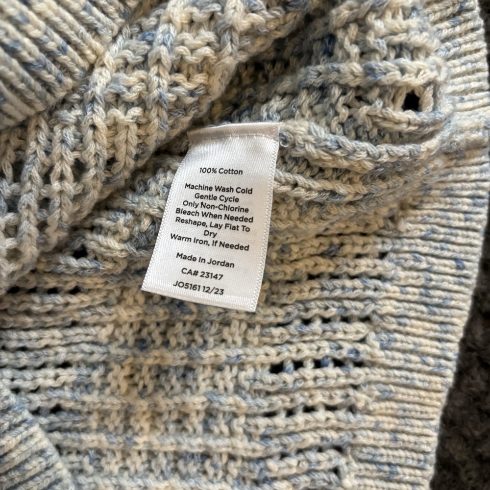 Talbots Womens Small Petite Open Knit 100% Cotton Sweater Long Sleeve Pullover - Picture 4 of 7